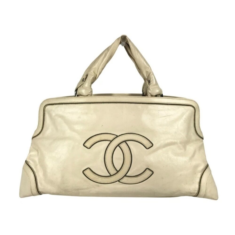 CHANEL CC CC Mark logo Chain logo Bag Mini Duffle Bag Hand Bag Leather White